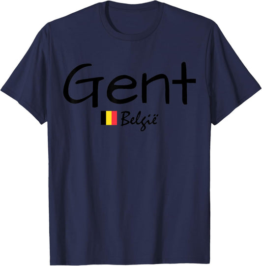 Gent België, Belgium Flag, Belgium Travel, Ghent T-Shirt - T-Shirt | Navy