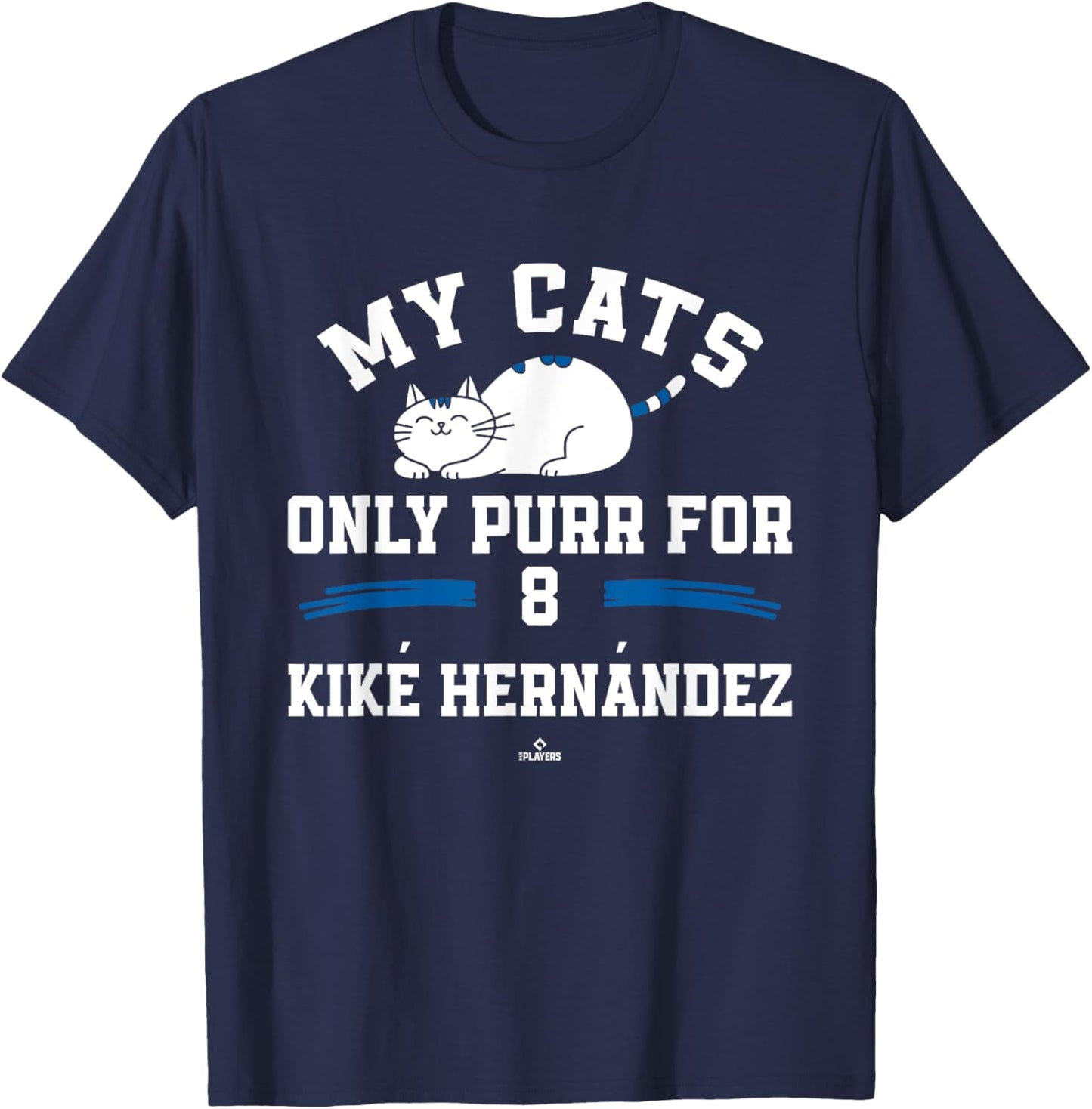 Cat Lovers for Kiké Hernández Los Angeles Baseball MLBPA T-Shirt - T-Shirt | Navy