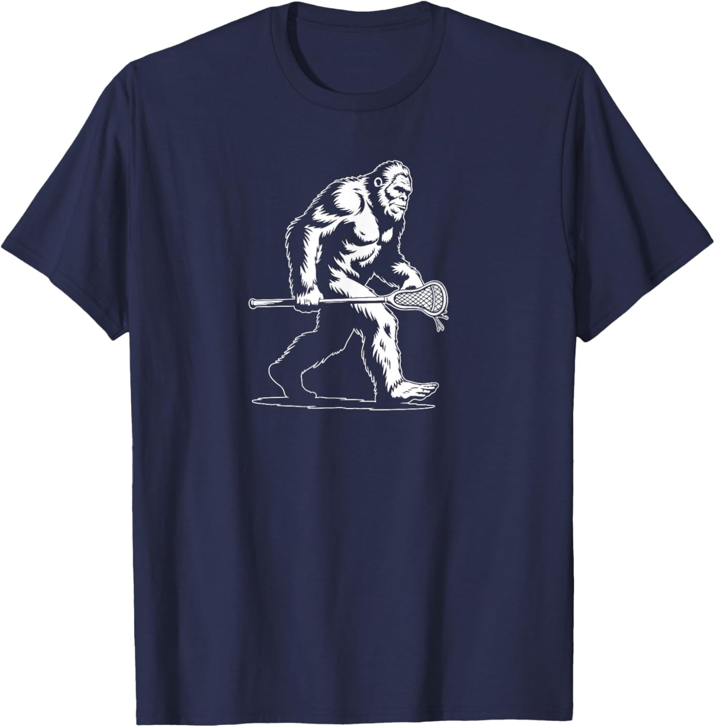 Sasquatch Lax Bigfoot Lacrosse Stick Vintage 80s T-Shirt - T-Shirt | Navy