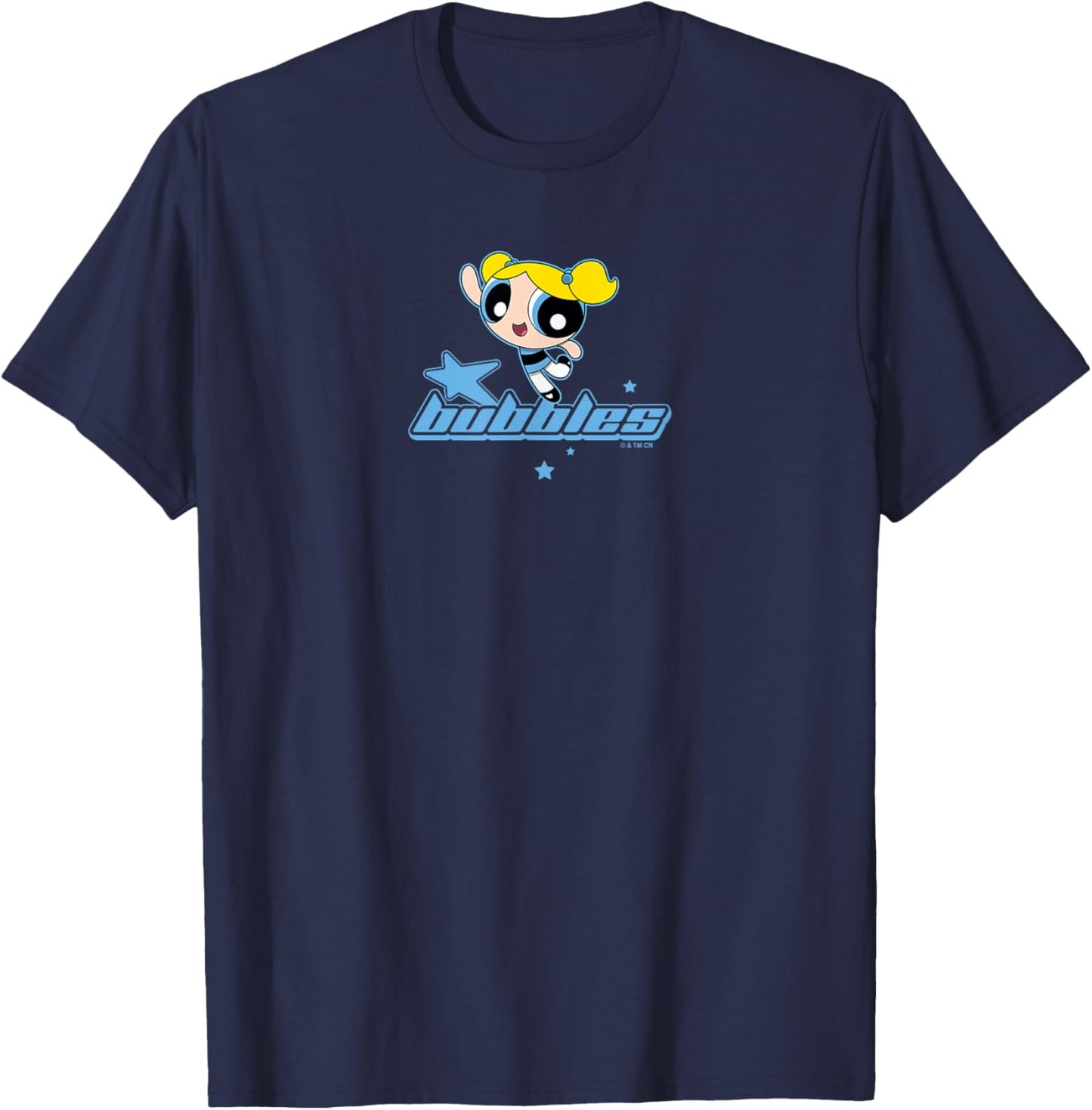The Powerpuff Girls Bubbles Retro Stars Logo T-Shirt - T-Shirt | Navy