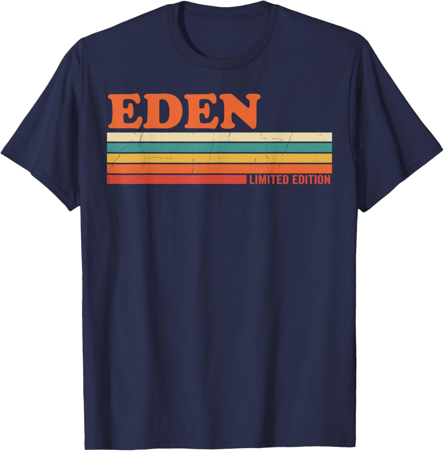 Eden Rétro Prénom Personnalisé Vintage Rayures T-Shirt - T-Shirt | Navy