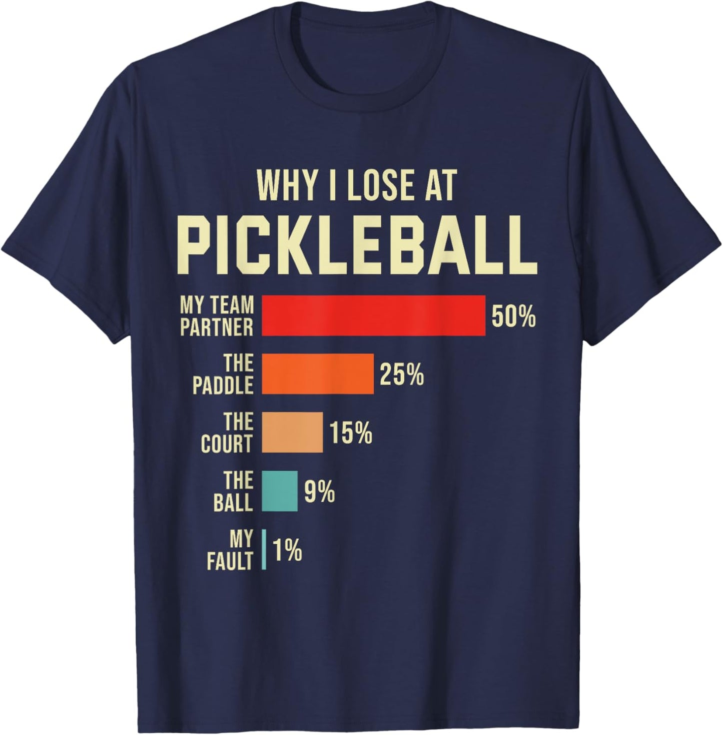 Why I Lose at Pickleball Player Funny Pickleballers T-Shirt - T-Shirt | Navy