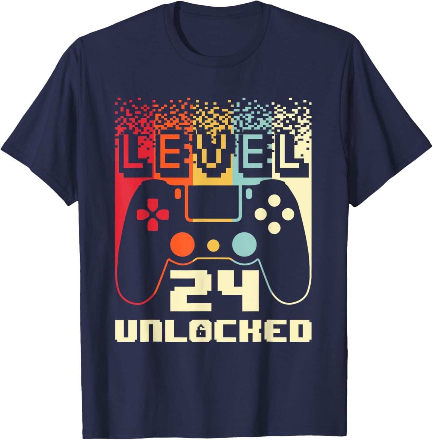 24th Birthday Level 24 Unlocked Gamer 24 Year Old T-Shirt - T-Shirt | Navy