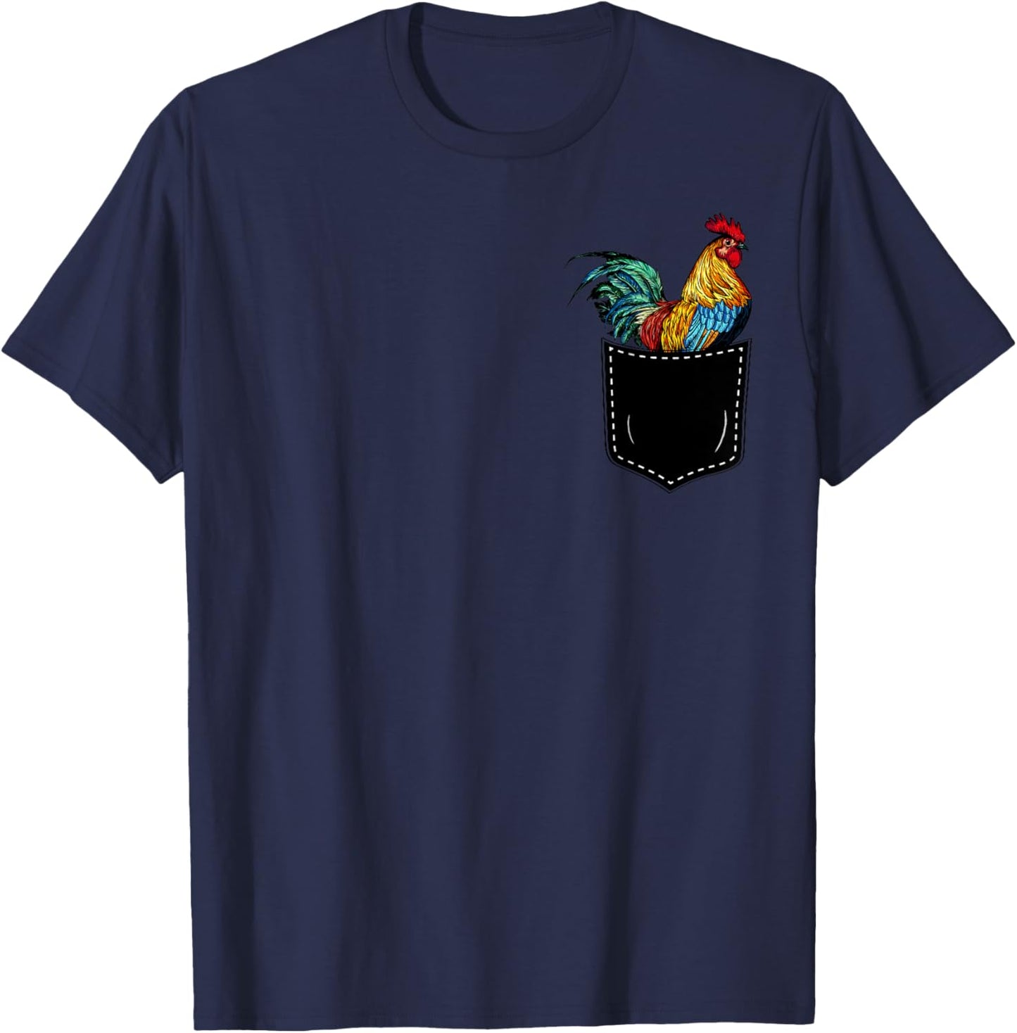 Funny Rooster In A Pocket Perfect for Chicken Lovers T-Shirt - T-Shirt | Navy