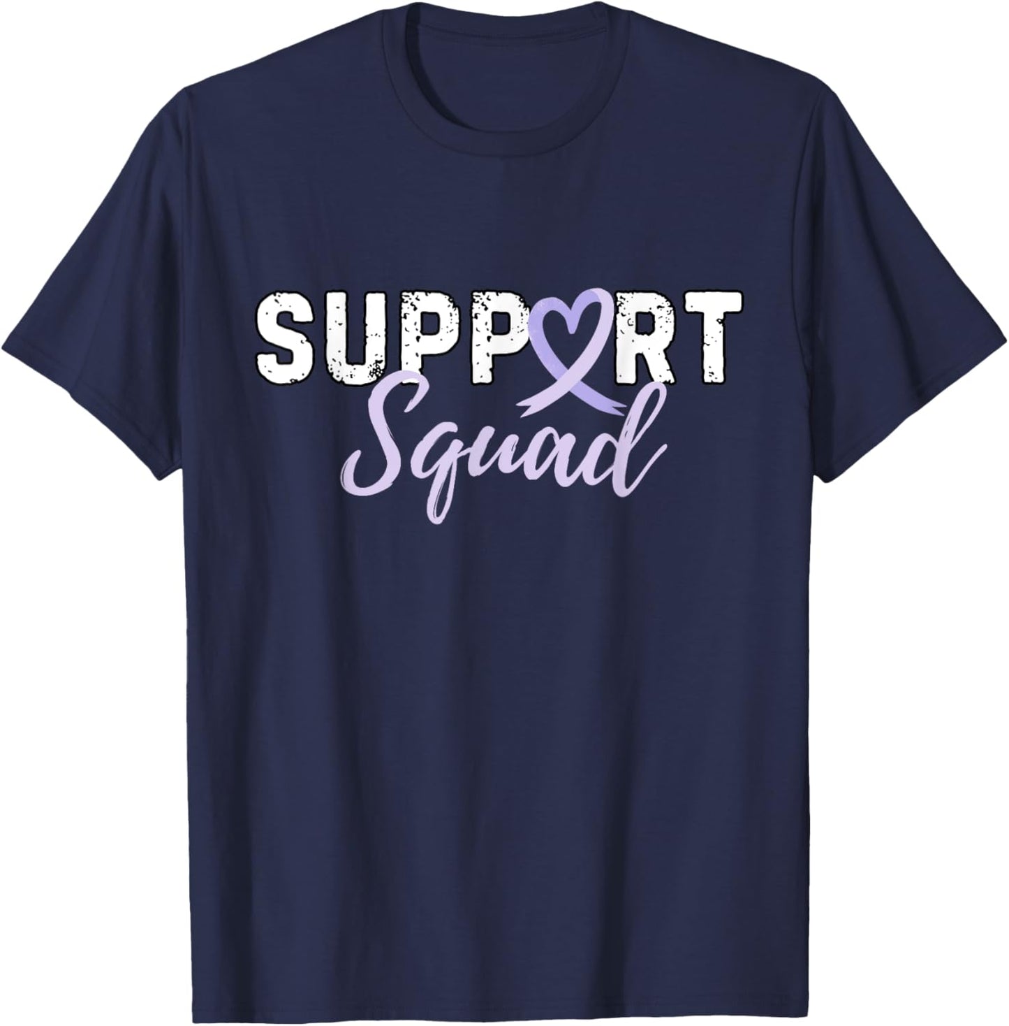 Support Squad Testicular Cancer Light Purple Ribbon Retro T-Shirt - T-Shirt | Navy