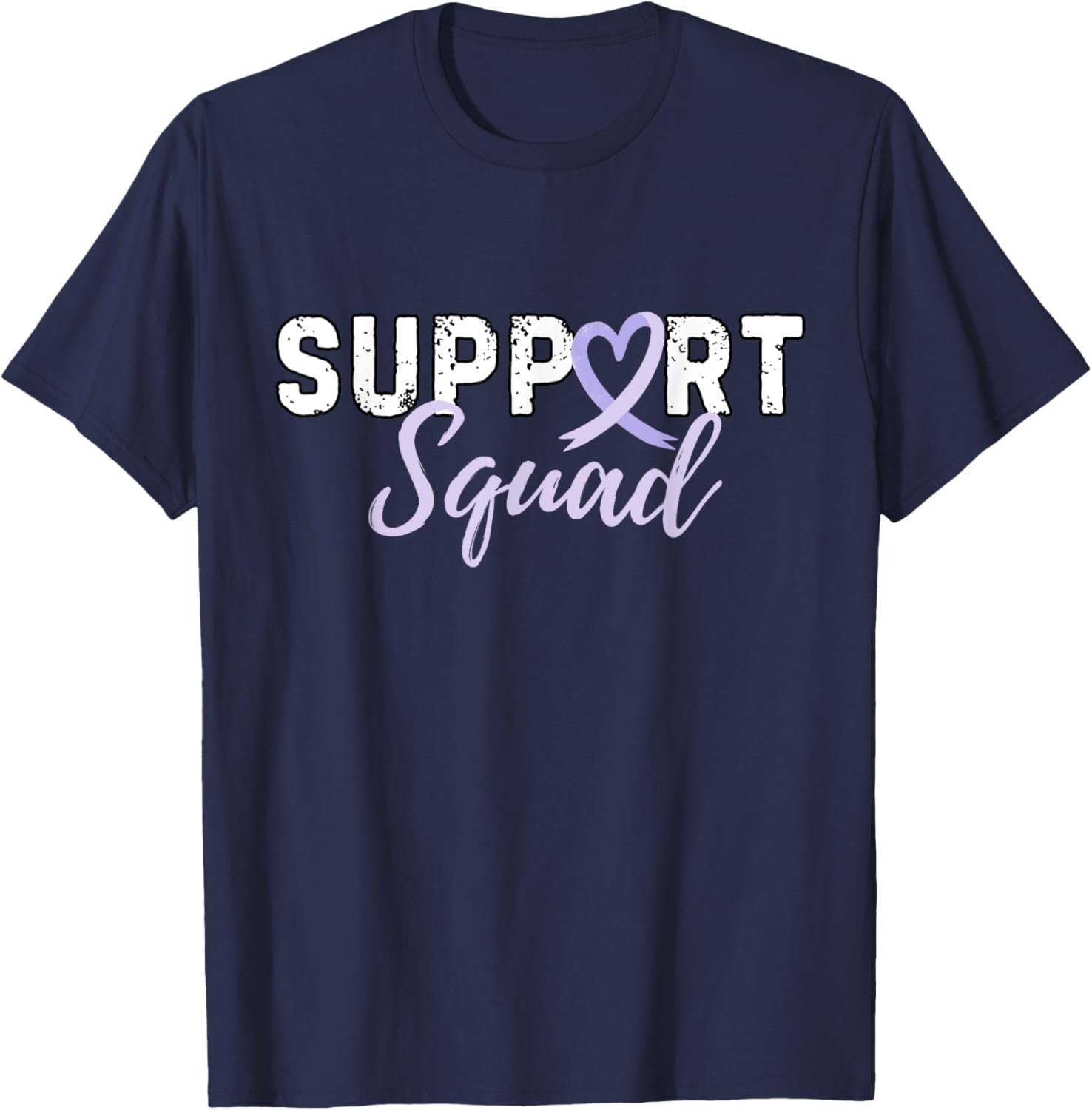 Support Squad Testicular Cancer Light Purple Ribbon Retro T-Shirt - T-Shirt | Navy