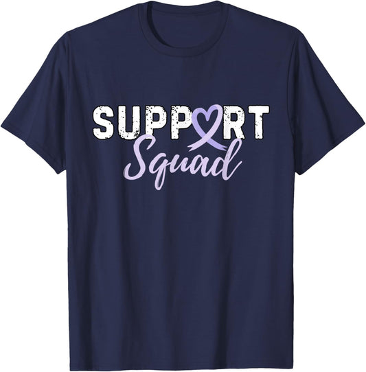 Support Squad Testicular Cancer Light Purple Ribbon Retro T-Shirt - T-Shirt | Navy