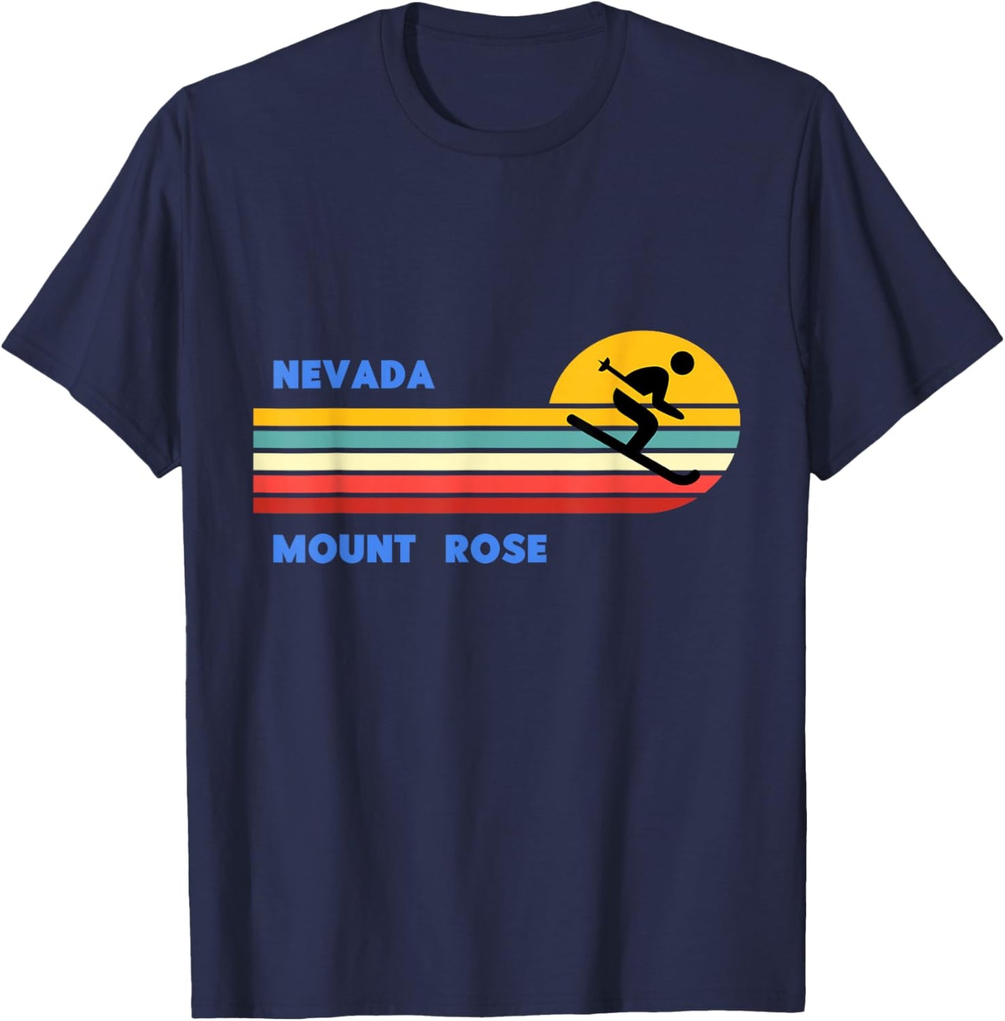 Mount Rose Tahoe Nevada Skiing Skier Ski Retro Sun Vintage T-Shirt - T-Shirt | Navy