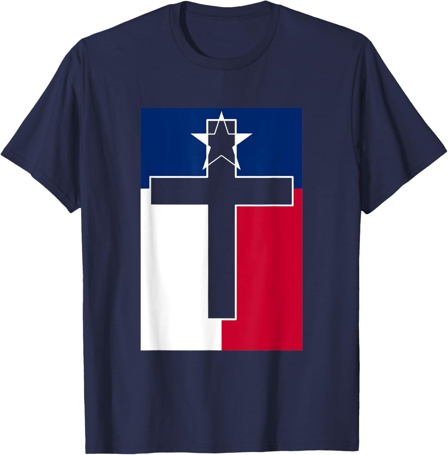 Texas Flag Cross Christian Faith Patriotic T-Shirt - T-Shirt | Navy