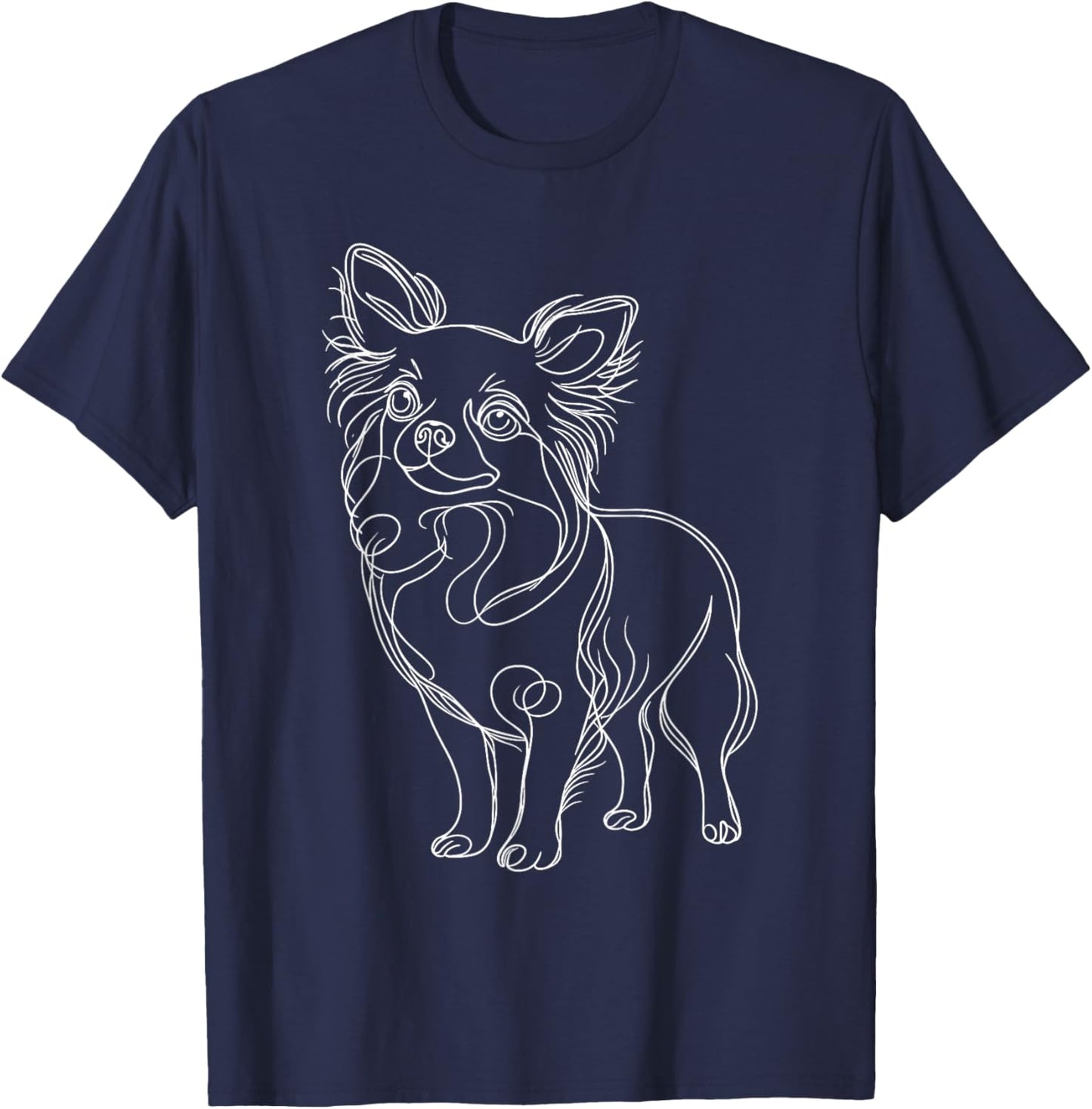Line Art Chihuahua Dog Chihuahuas Chi T-Shirt - T-Shirt | Navy