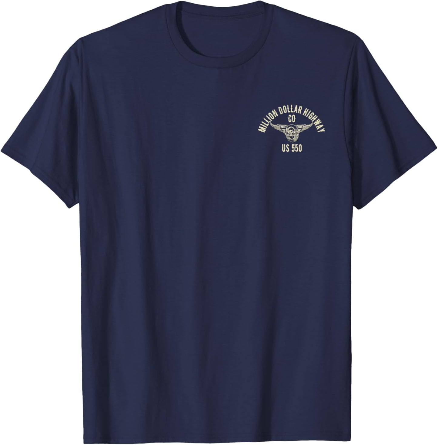 Million Dollar Highway HWY 550 Colorado Motorcycle Design T-Shirt - T-Shirt | Navy