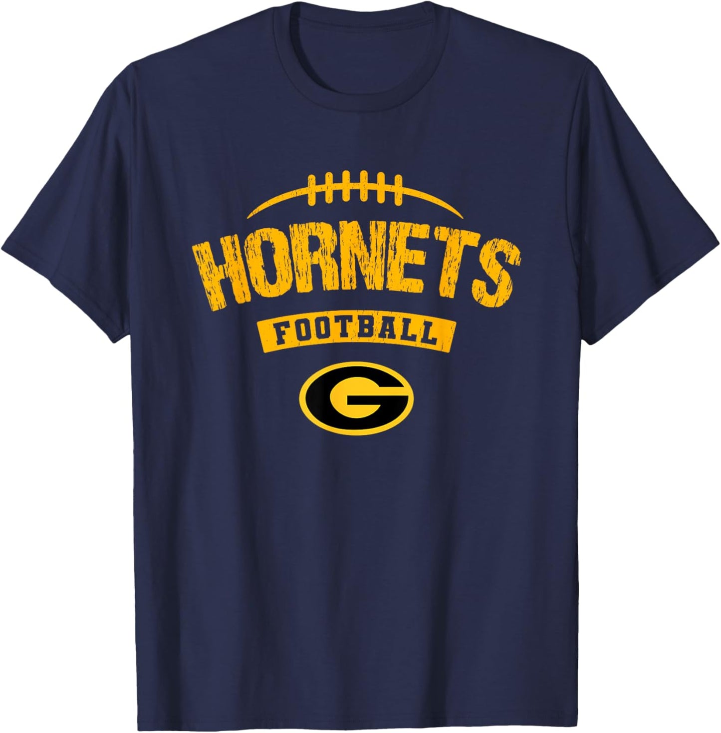 Gatesville Hornets Logo Football Distressed HS T-Shirt - T-Shirt | Navy