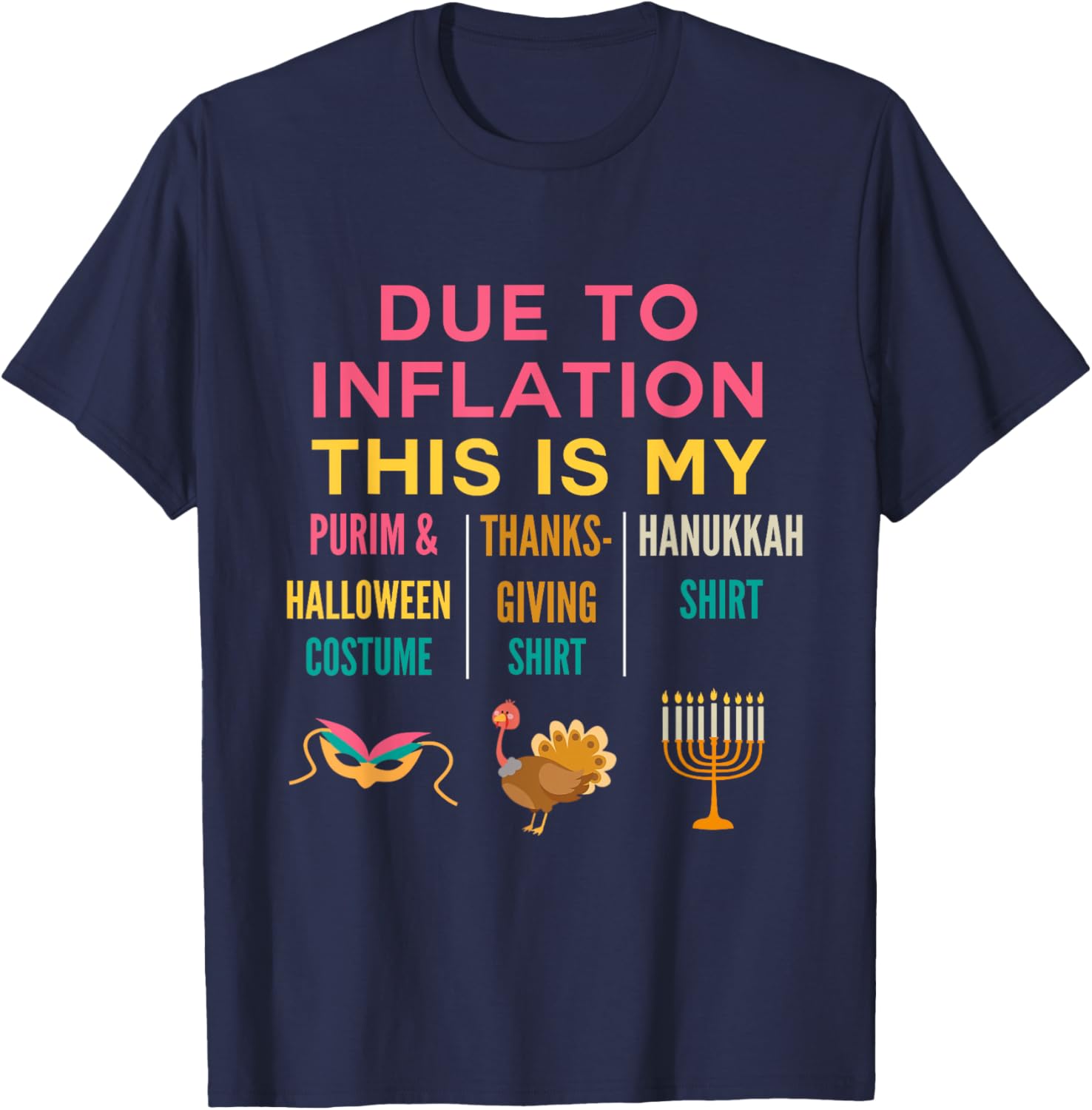 Due to Inflation this my Purim Halloween Costume Hanukkah T-Shirt - T-Shirt | Navy