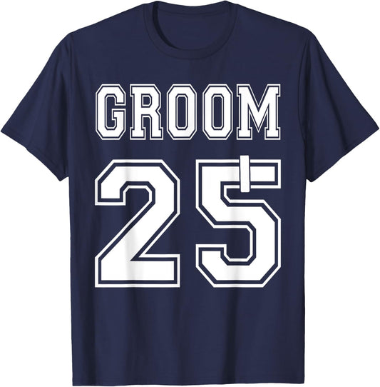 2025 Groom Engagement Party Matching Honeymoon Just Married T-Shirt - T-Shirt | Navy