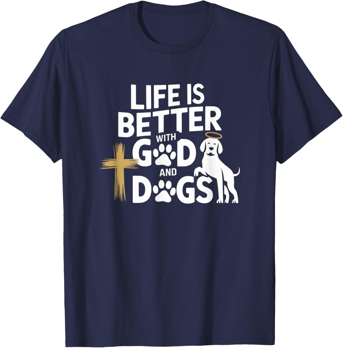 Adults Dog Lovers Spiritual/Religious Classic Fit Black T-Shirt - T-Shirt | Navy