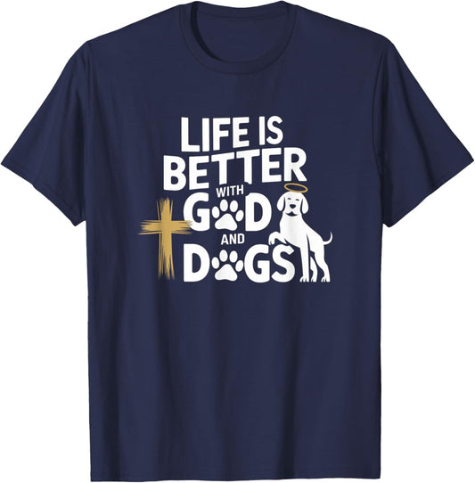 Adults Dog Lovers Spiritual/Religious Classic Fit Black T-Shirt - T-Shirt | Navy