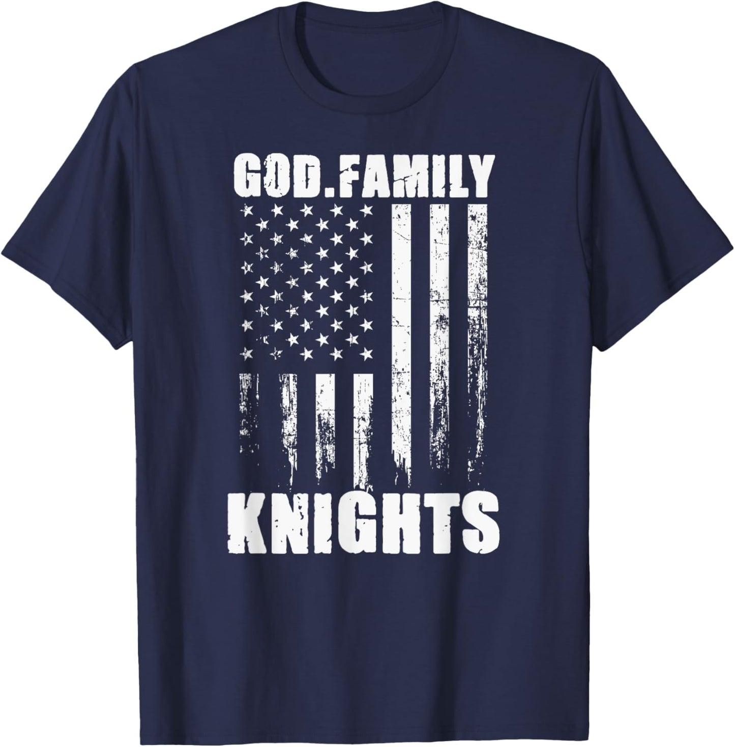 Fairview Knights God. Family. Vintage USA Flag T-Shirt - T-Shirt | Navy