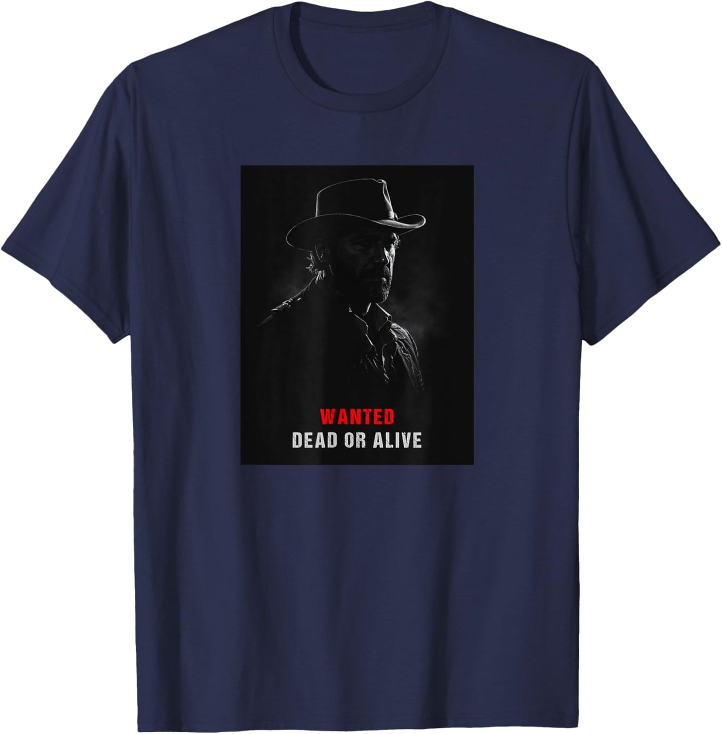 Old West Gunslinger Wanted Dead or Alive RDR Outlaw T-Shirt - T-Shirt | Navy