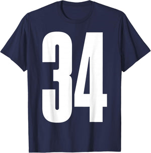 Sports Team White Number #34 T-Shirt - T-Shirt | Navy