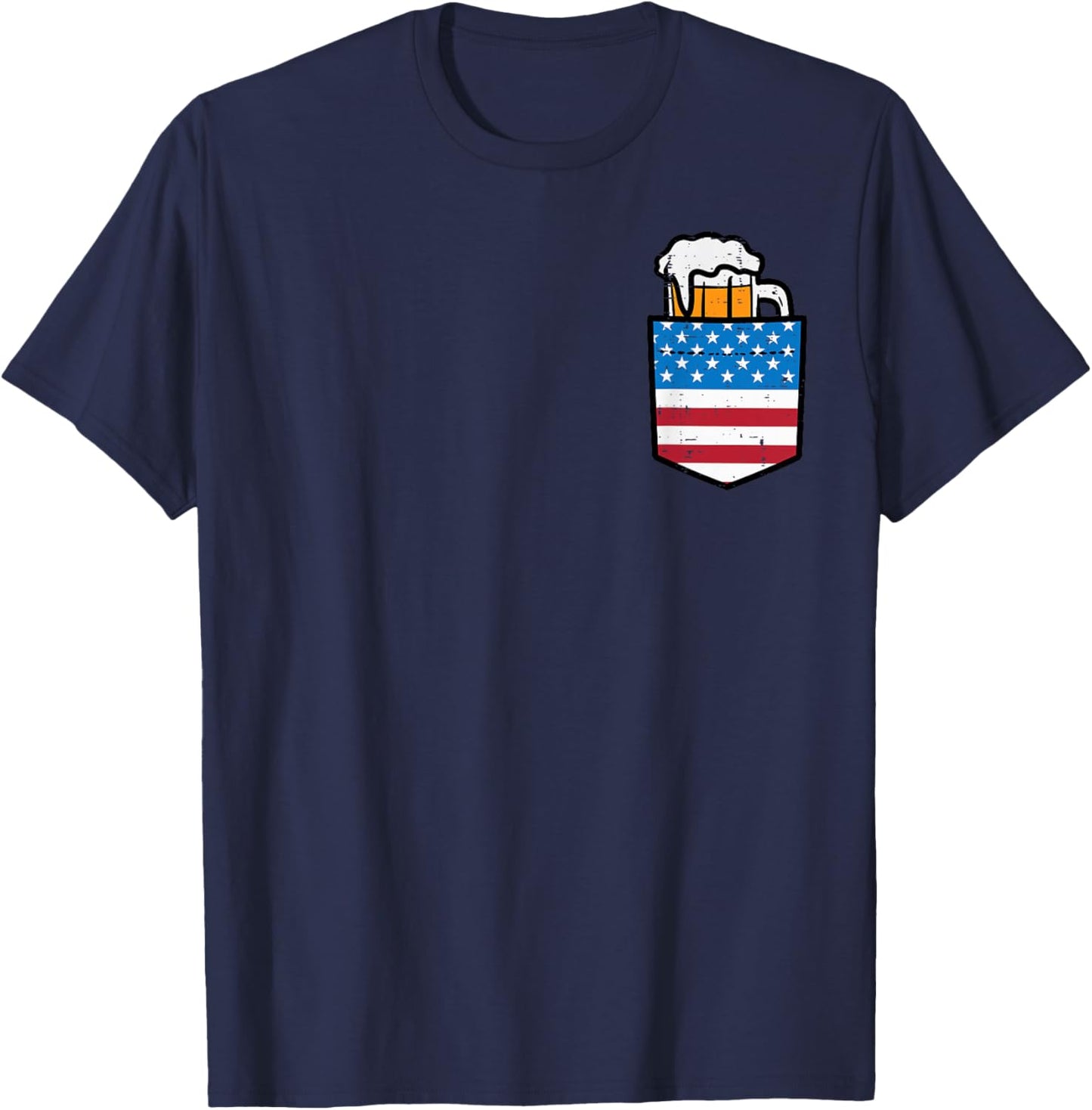 4th of July American Flag Pocket Funny Patriot Dad Team Men T-Shirt - T-Shirt | Navy