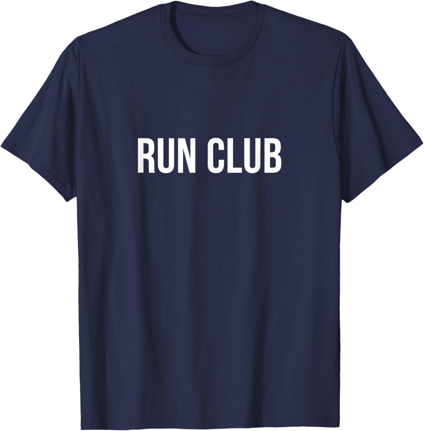 Run Club - Black -Adults - Small - - Short Sleeve - Club Collar - Modern - Letter Print - T Back - Birthday - Classic - Cotton, Polyester - Machine Wash T-Shirt - T-Shirt | Navy