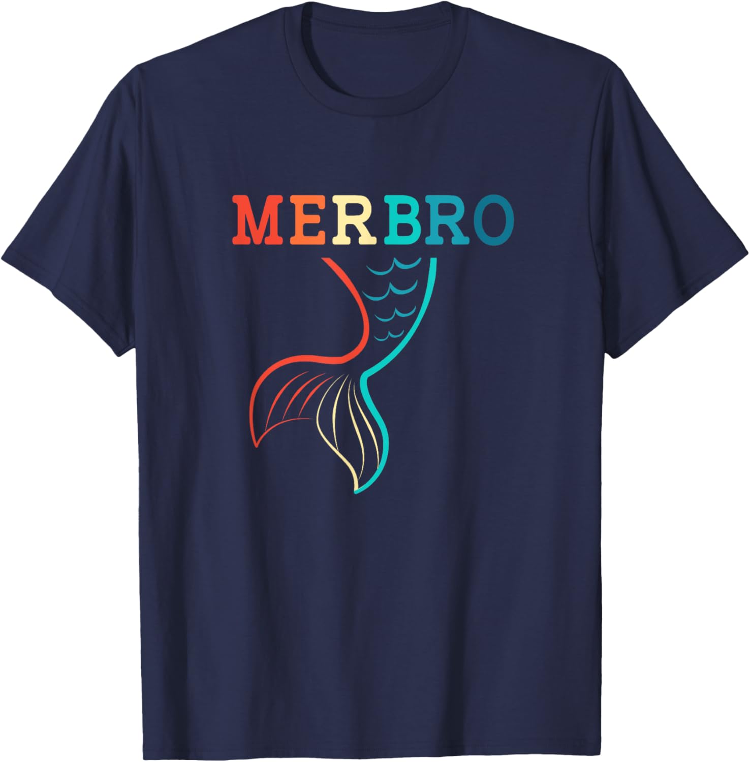Retro Merman Lover Merbro Mermaid Brother T-Shirt - T-Shirt | Navy