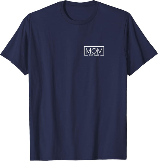Mom Est. 2027 Logo Mother 2027 Loading New Mom 2027 T-Shirt - T-Shirt | Navy