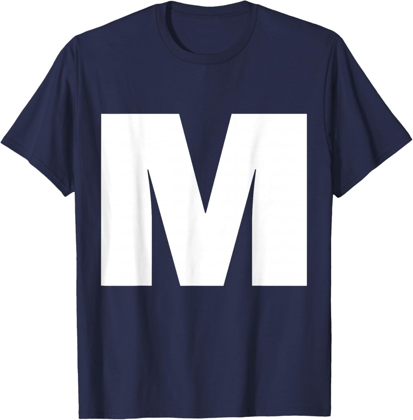 The Letter M Capital Plain White Bold Text T-Shirt - T-Shirt | Navy