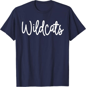 Wildcats Word School Spirit Teacher Wildcat Pride Mascot T-Shirt - T-Shirt | Navy