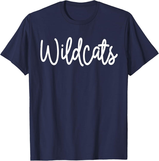 Wildcats Word School Spirit Teacher Wildcat Pride Mascot T-Shirt - T-Shirt | Navy