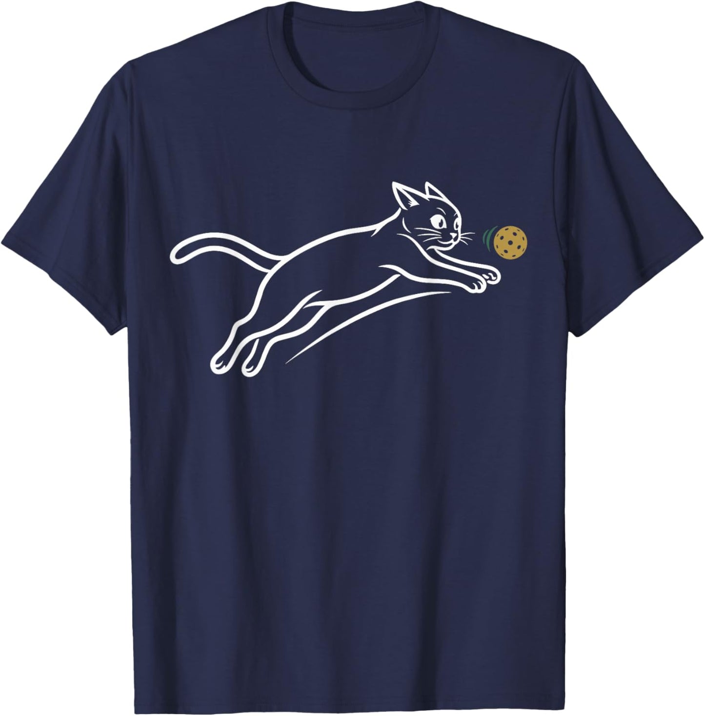 Chat Pickleball Drôle Minimaliste Ligne Poursuite Balle Fans T-Shirt - T-Shirt | Navy