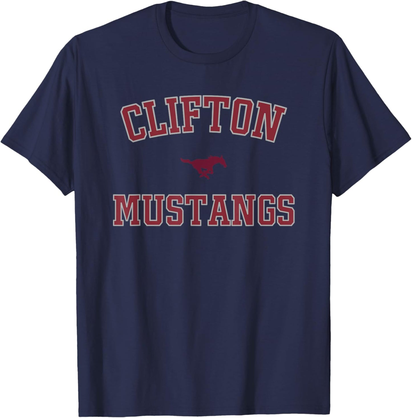 Clifton Mustangs Logo Varsity HS T-Shirt - T-Shirt | Navy