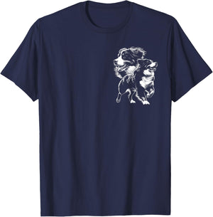 Playful Bernese Mountain Dog in Drawing Style on Chest Women Kids T-Shirt - T-Shirt | Navy