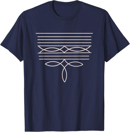 Western Boot Stitch T-Shirt - T-Shirt | Navy