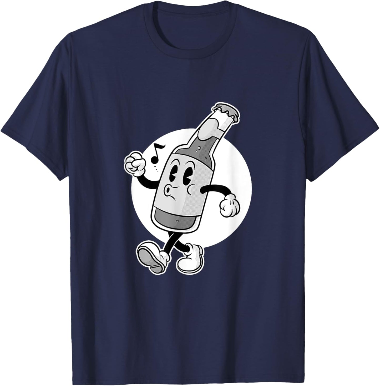 Retro Rubber Hose 20s Old Cartoons style Vintage.beer bottle T-Shirt - T-Shirt | Navy