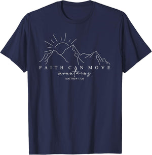 Faith Can Move Mountains Bible Verse Christian Religious T-Shirt - T-Shirt | Navy
