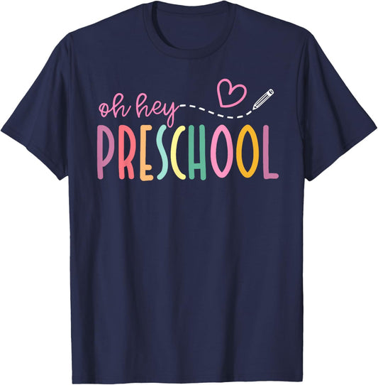 Oh Hey Preschool Welcome Back To School Teacher Student Kids T-Shirt - T-Shirt | Navy