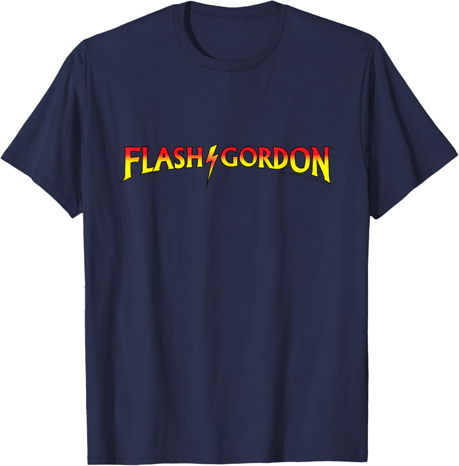 Flash Gordon Classic Red & Yellow Text Logo Comic T-Shirt - T-Shirt | Navy