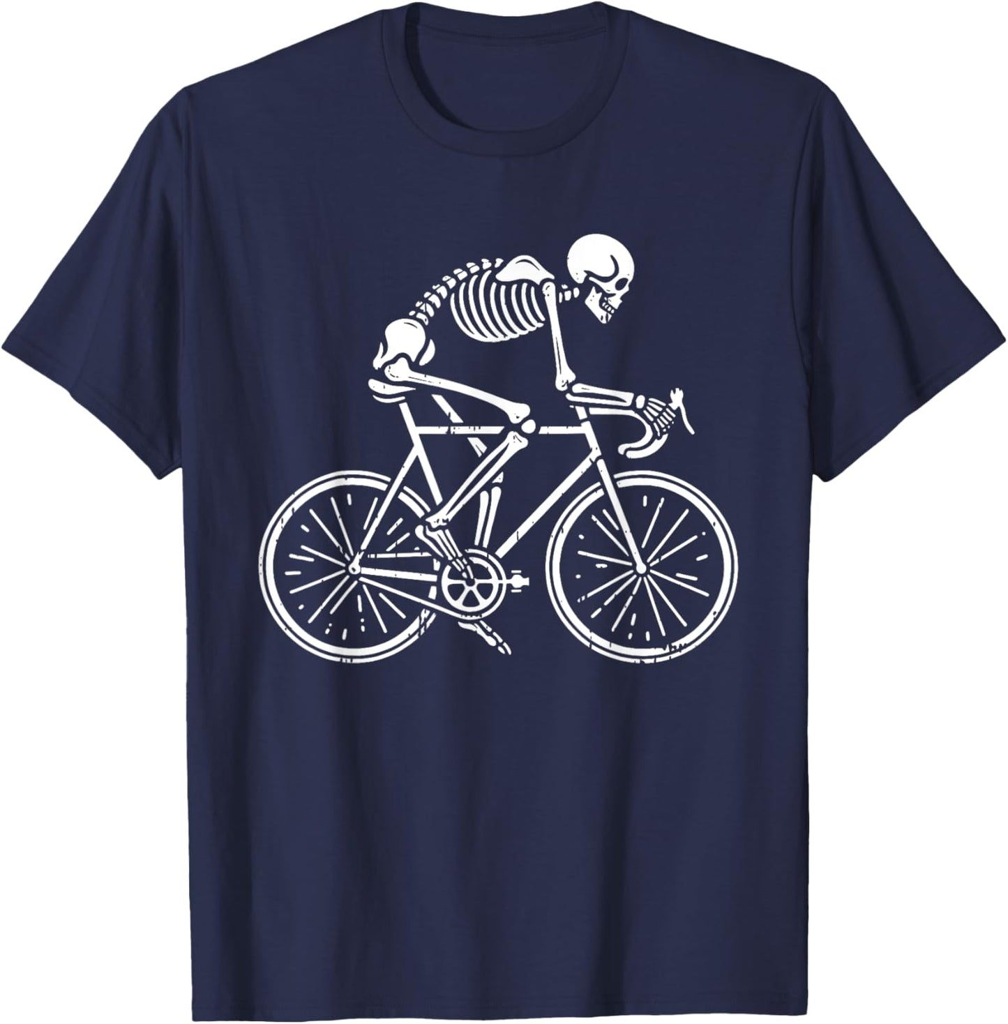 Skeleton Road Bike Bicycle Biking Cycling Biker Cyclist T-Shirt - T-Shirt | Navy