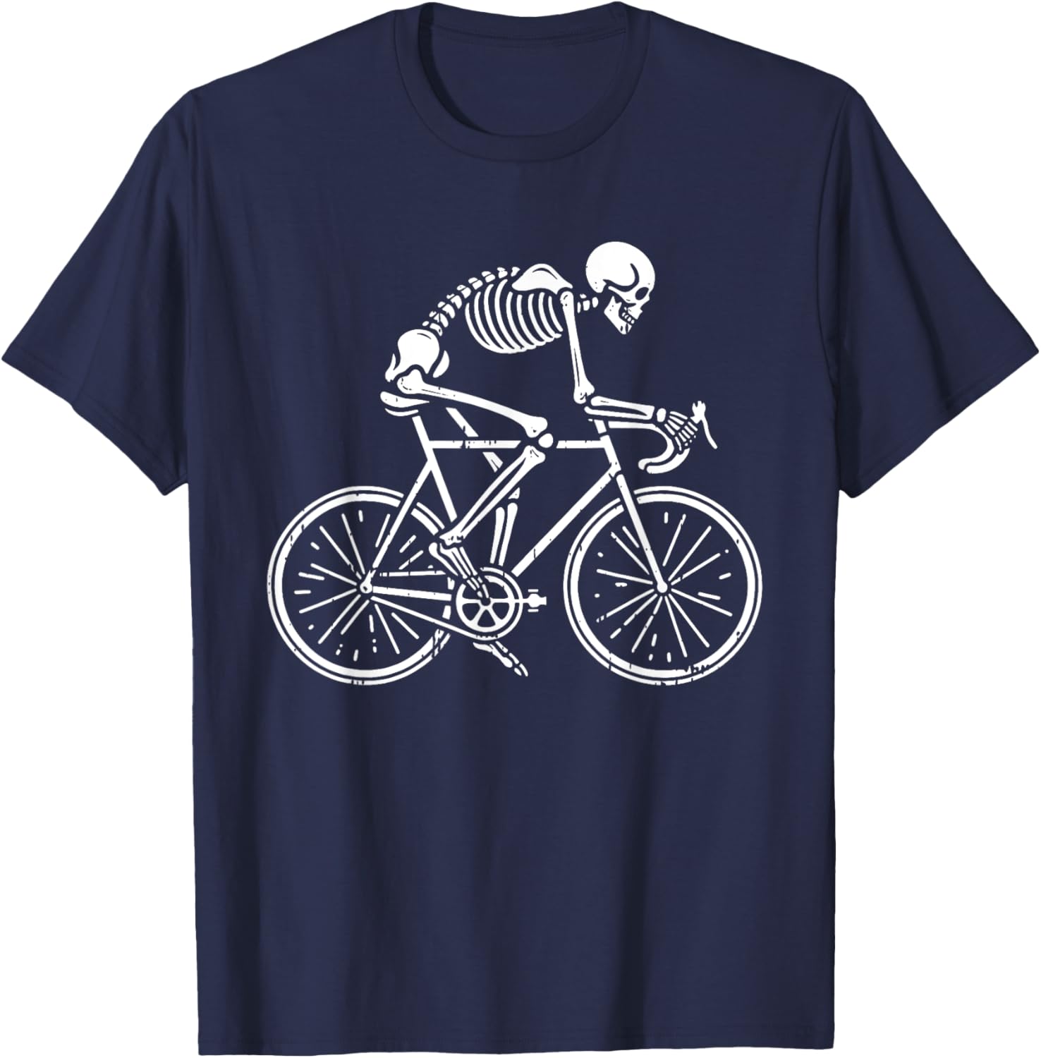 Skeleton Road Bike Bicycle Biking Cycling Biker Cyclist T-Shirt - T-Shirt | Navy