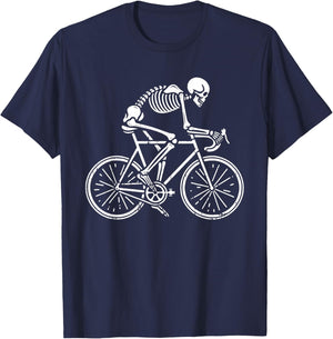 Skeleton Road Bike Bicycle Biking Cycling Biker Cyclist T-Shirt - T-Shirt | Navy