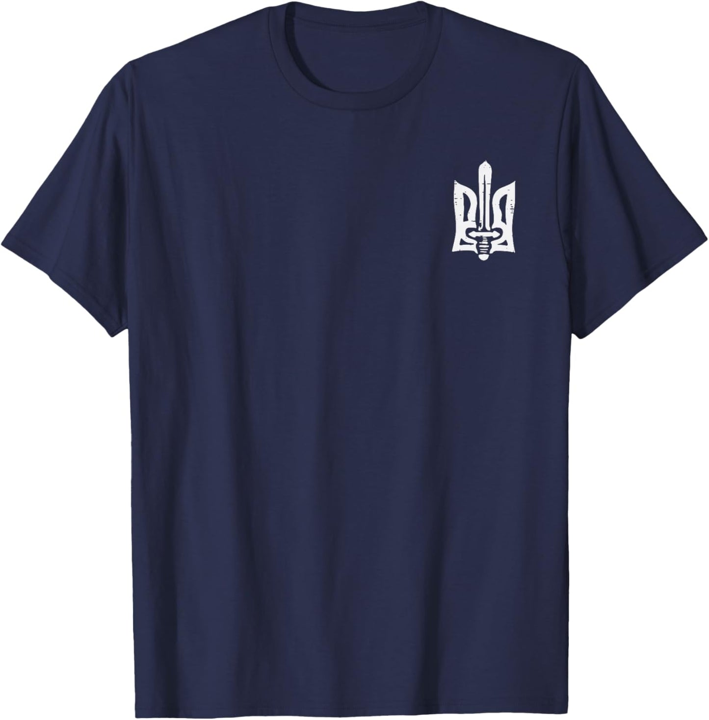 Ukraine Trident Sword Pocket Ukrainian Tryzub Women Men Kids T-Shirt - T-Shirt | Navy
