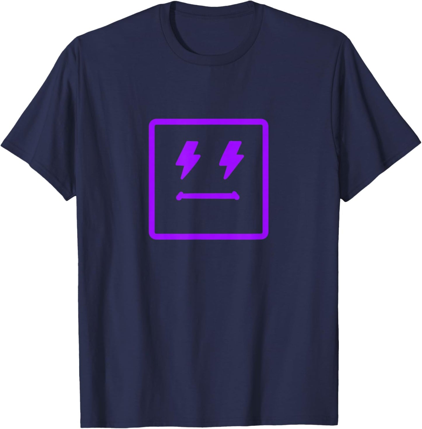 Purple Double-Lightening Square Face Purple Graphic T-Shirt - T-Shirt | Navy