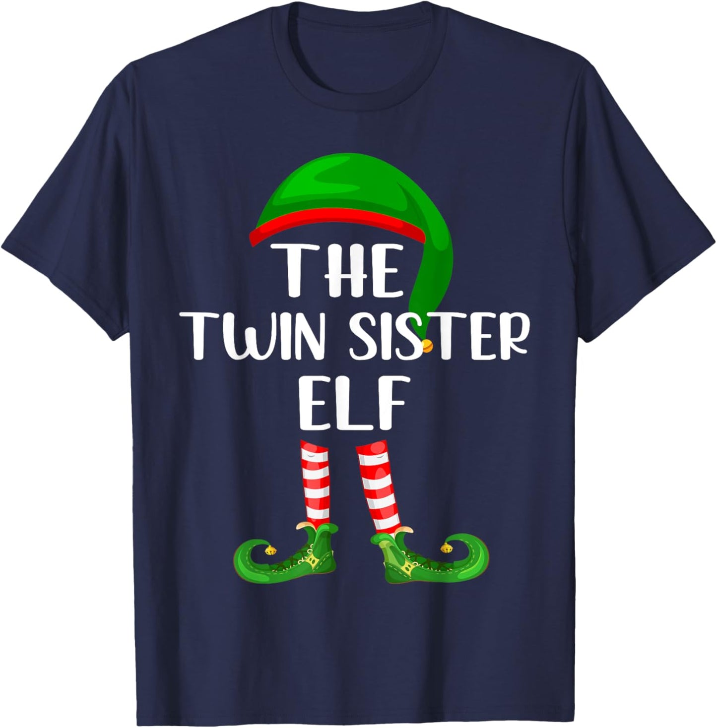 Matching Family Group The Twin Sister Elf Christmas T-Shirt - T-Shirt | Navy
