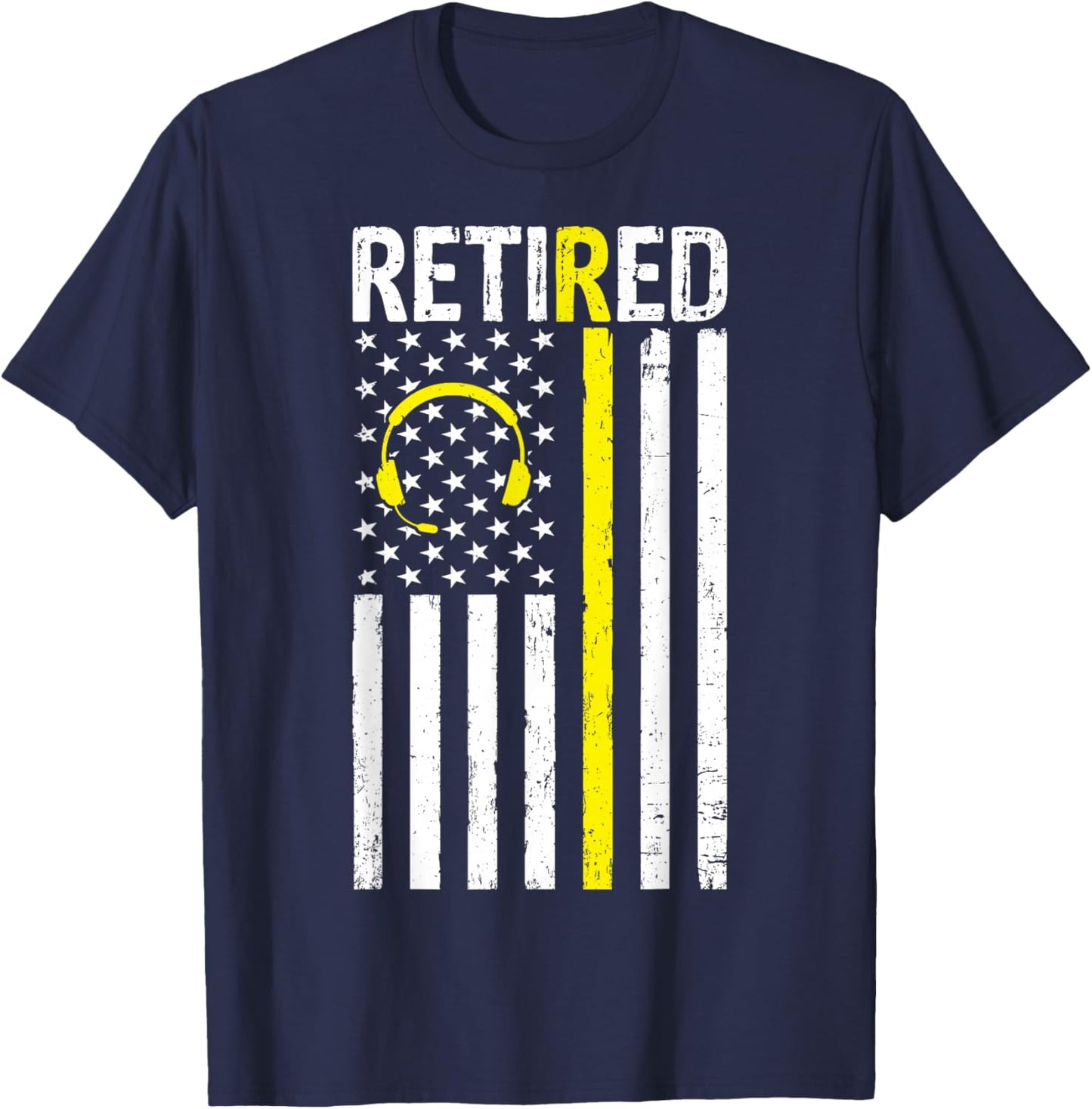 Retired 911 Dispatcher - USA Flag 911 Operator Retirement T-Shirt - T-Shirt | Navy