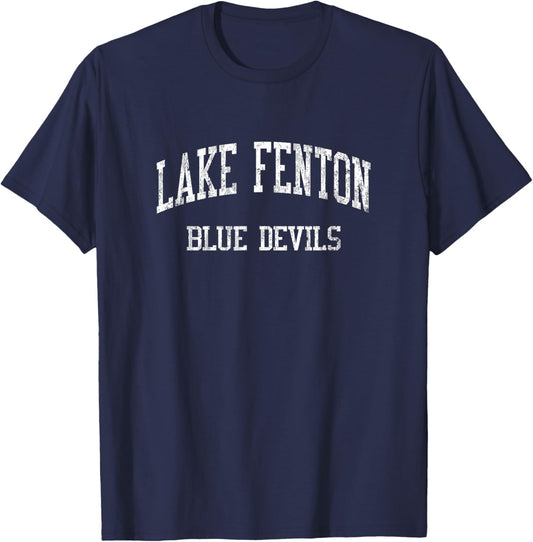 Lake Fenton High School HS Linden MI Vintage Sports T-Shirt - T-Shirt | Navy
