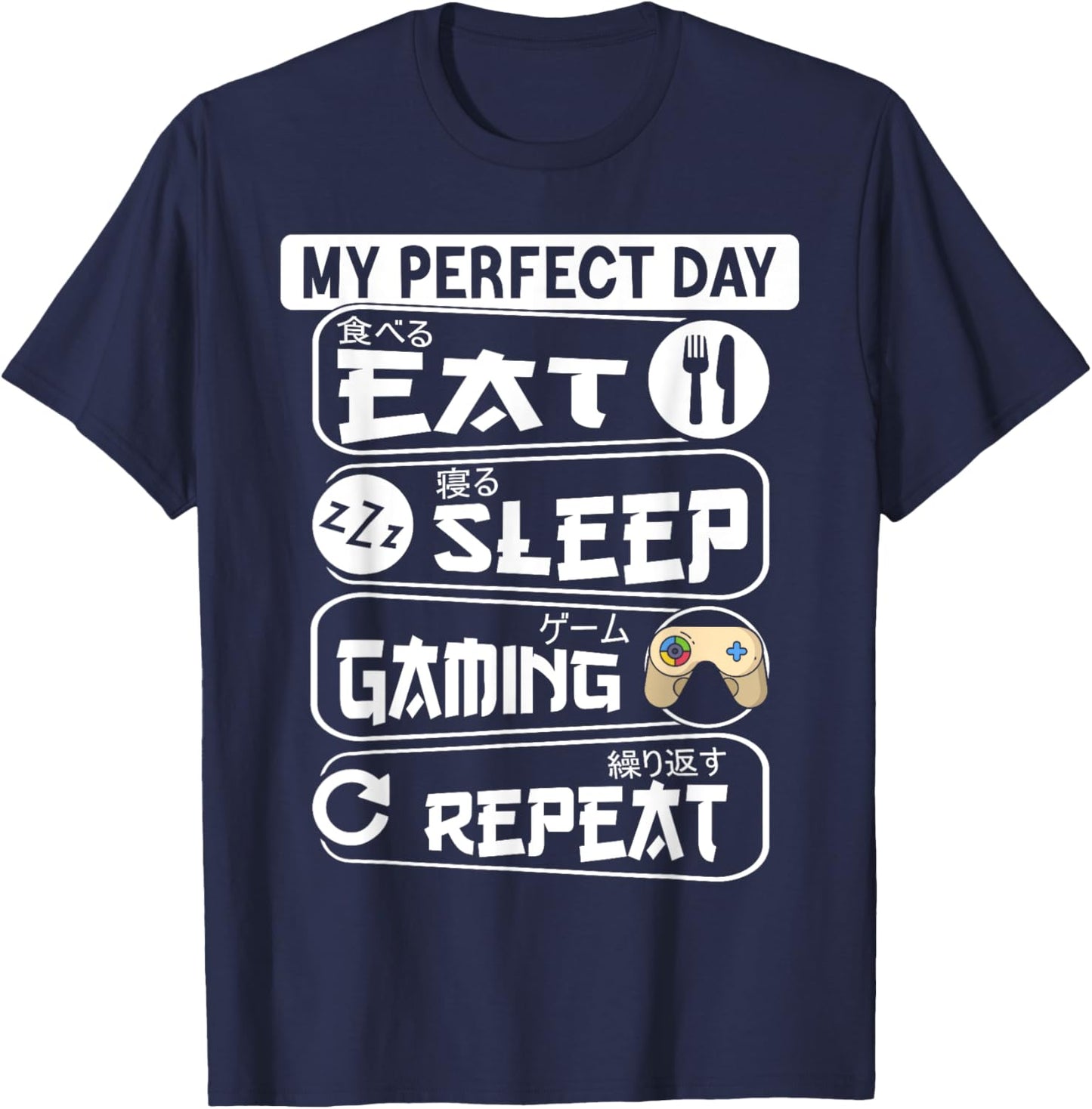 My Perfect Day Play Video Games Funny Gamer Men Boys Kids T-Shirt - T-Shirt | Navy