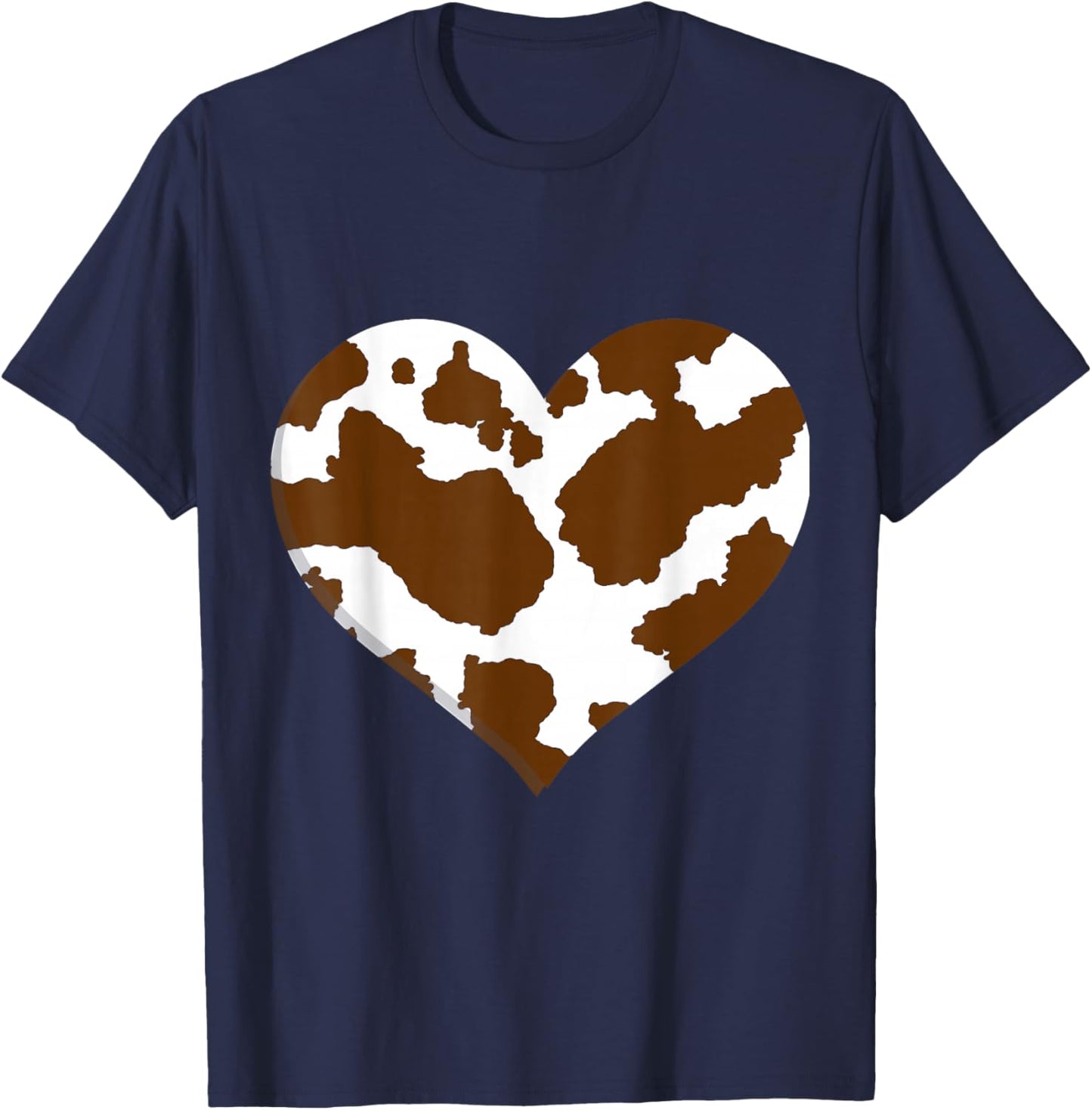 Brown Cow Print Pattren - Heart Brown Cow Pattern Man Women T-Shirt - T-Shirt | Navy
