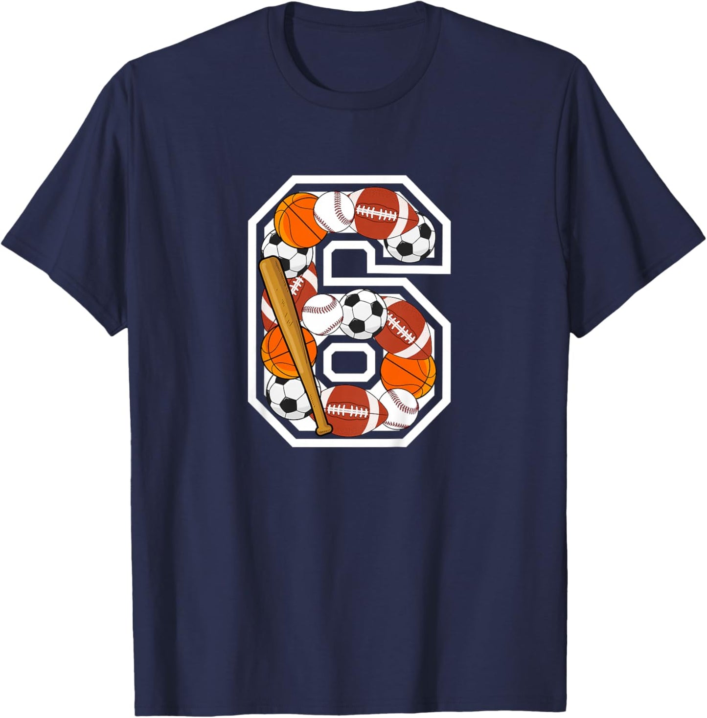 Kids 6th Birthday Sports Birthday Party 6 Year Old Boy T-Shirt - T-Shirt | Navy
