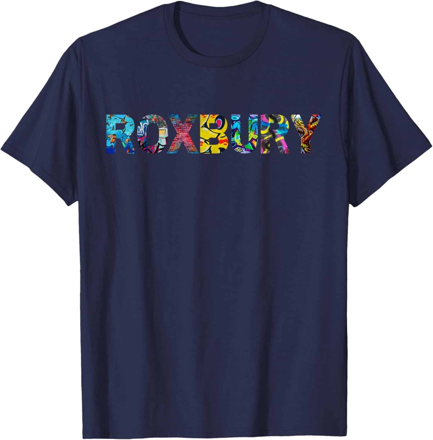 Roxbury - City of Boston, Massachusetts, Graffiti Edition T-Shirt - T-Shirt | Navy
